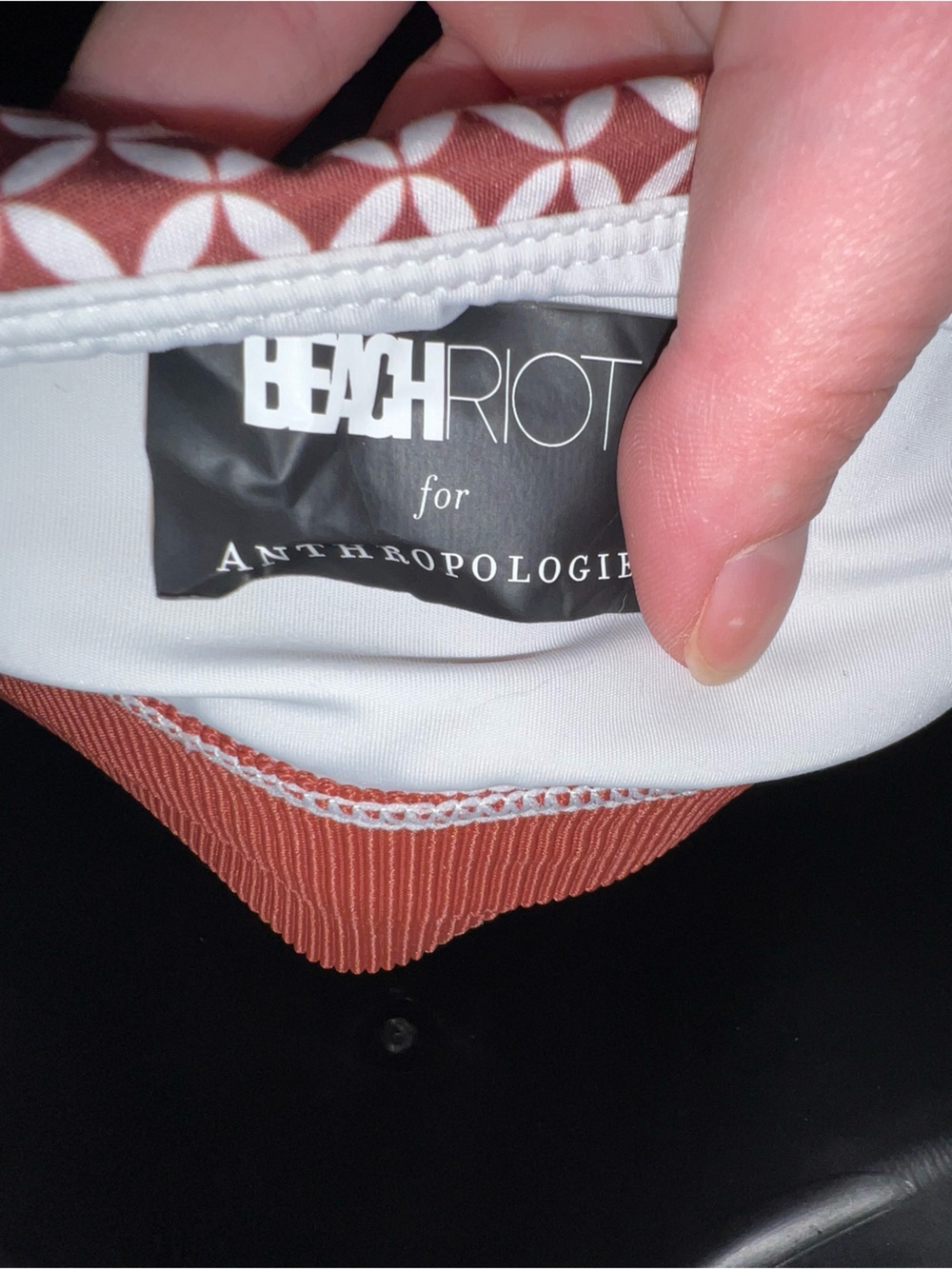 Beach Riot Anthropologie Adina Crop Top Rust Brown White Halter Neck Size L - Picture 10 of 12